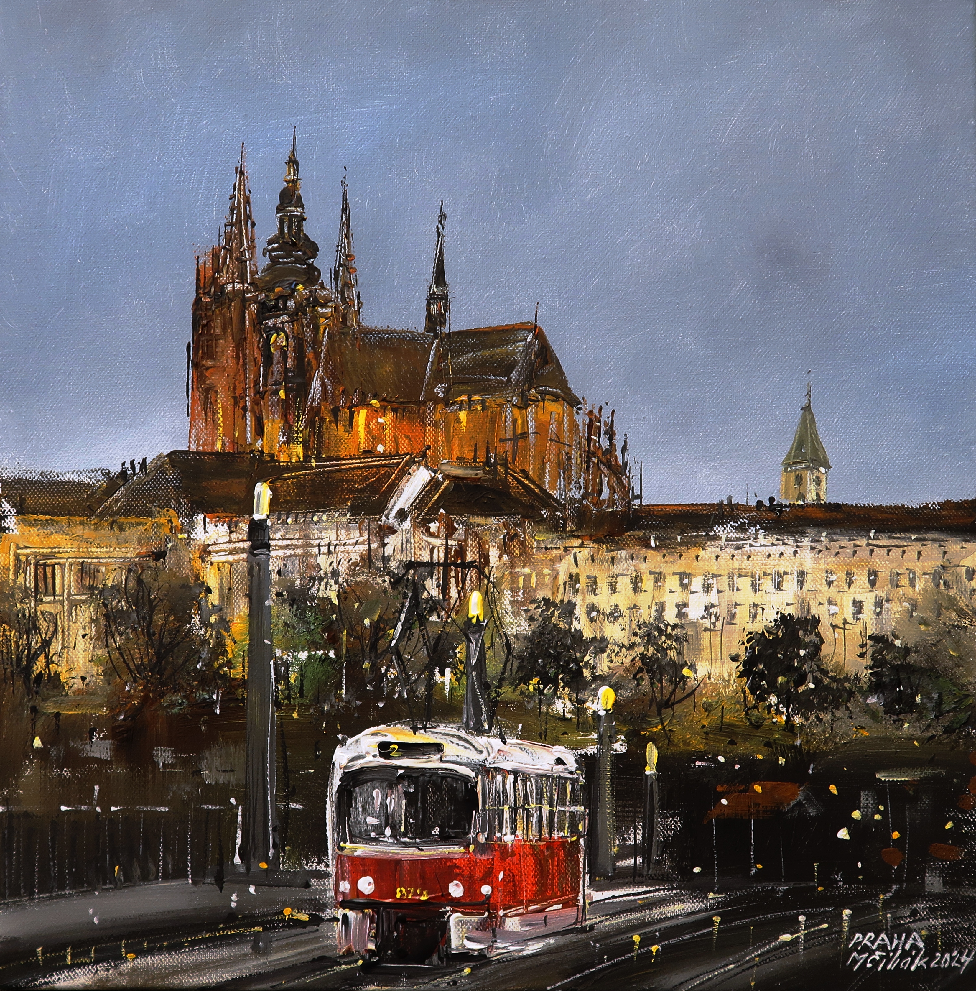 Praha - Noční tram pod hradem