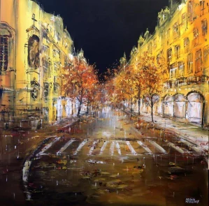 Praha - Noční Pařížská ulice